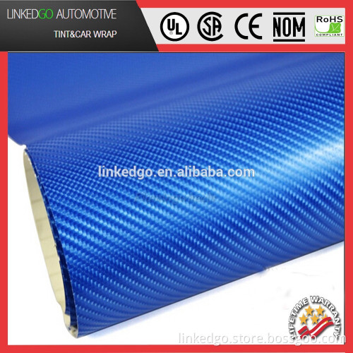 Professional Car Cover 1.52*30M Self Adhesive 4D Blue Vinyl Sticker carbon fiber